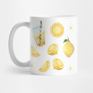 Lemon Mug - Lemons, Lemon Juice, Lemonade Seamless Pattern by shiorei